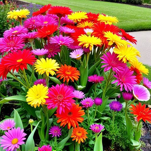 A vibrant flower bed with colorful blooms at Blooming Vista Gardens.