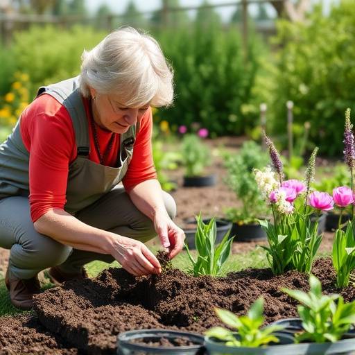 Eleanor Vance, Head Horticulturalist at Blooming Vista Gardens, examining soil samples